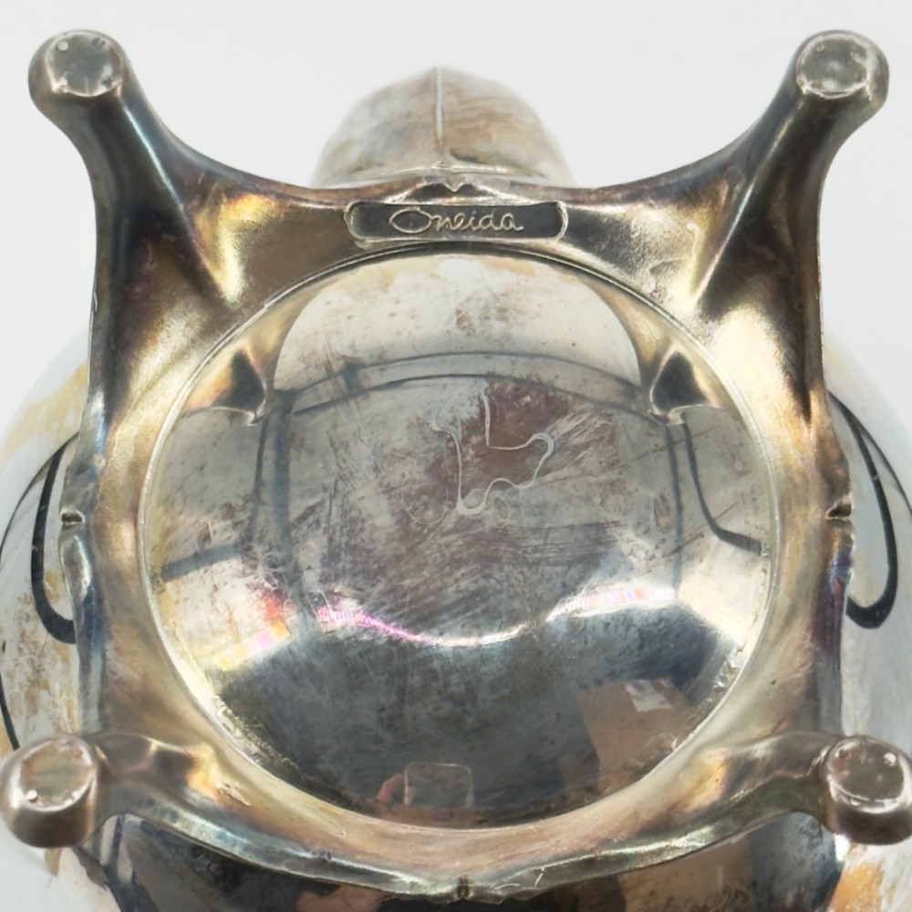 Oneida Silver Plated Coffee Pot Vintage Footed Tea Server with Hinged Lid - Picture 6 of 6